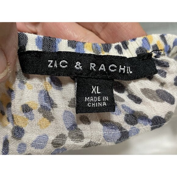 Zac & Rachel Women’s White Multicolored Animal Print Loose Flowing Gauzy XL Top - Picture 3 of 14